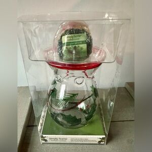 YANKEE Candle Simply Home Potpourri Warmer Glass Christmas Holly Set w 3 Tarts